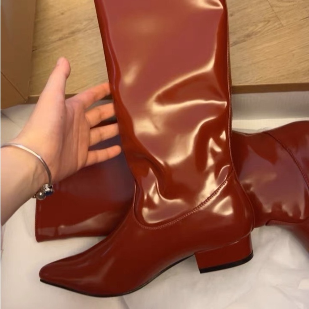 Leather red boots
